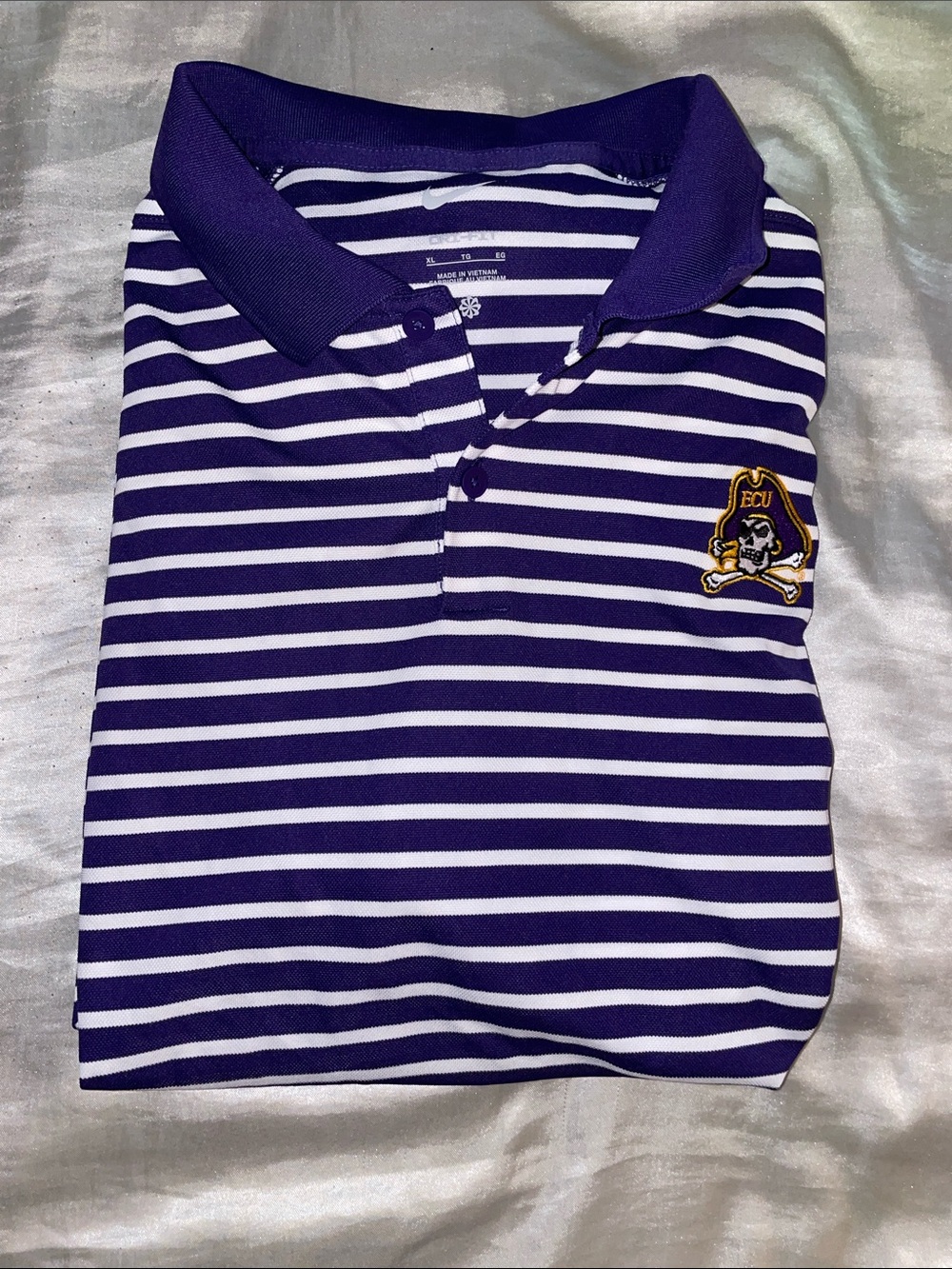 Nike Dri-Fit Purple & White East Carolina Univ. Men’s Polo w/ Embroidered Logo